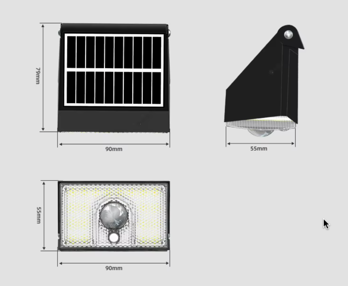 Luz Solar LED de Pared Exterior con Sensor de Movimiento – IP65