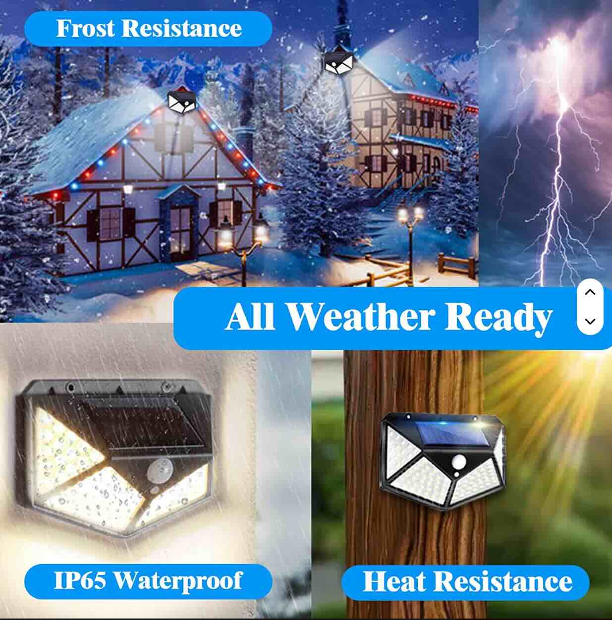 Lámpara solar LED exterior con sensor de movimiento – 100 LEDs | IP65