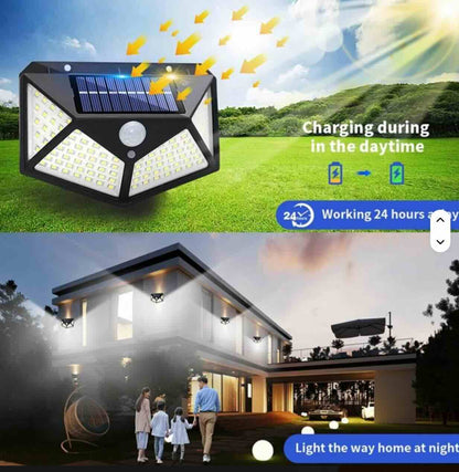 Lámpara solar LED exterior con sensor de movimiento – 100 LEDs | IP65