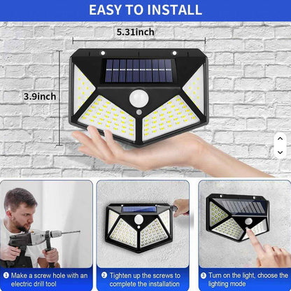 Lámpara solar LED exterior con sensor de movimiento – 100 LEDs | IP65